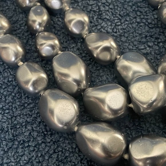 Kenneth Jay Lane Triple Strand Pewter Stone Necklace - Picture 5 of 5